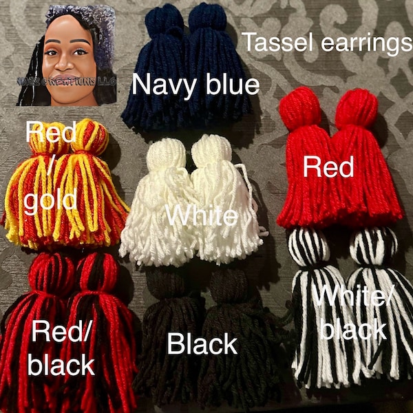 Tassel earrings|yarn earring|dangle earring (1pair)