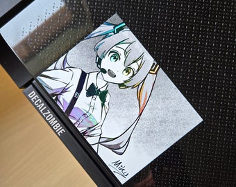 Retro Miku Holographic Vinyl Sticker - Vocaloid Miku Sticker | Anime Stickers, Anime Car Decal, Anime Car Stickers, Cute Miku Sticker