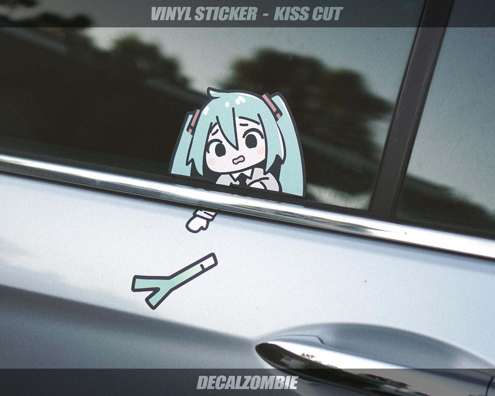 Drop Sticker Manga Miku Drops Her Leek !! :( - Vinyl Sticker | Vocaloid Miku Anime Peeker ...