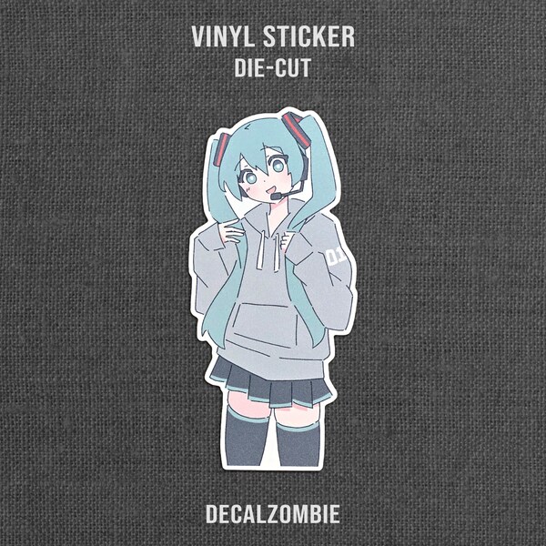 Cute Casual Miku ! - Vocaloid Miku Peeker Sticker | Anime Sticker, Anime Decals, Cute Miku Sticker