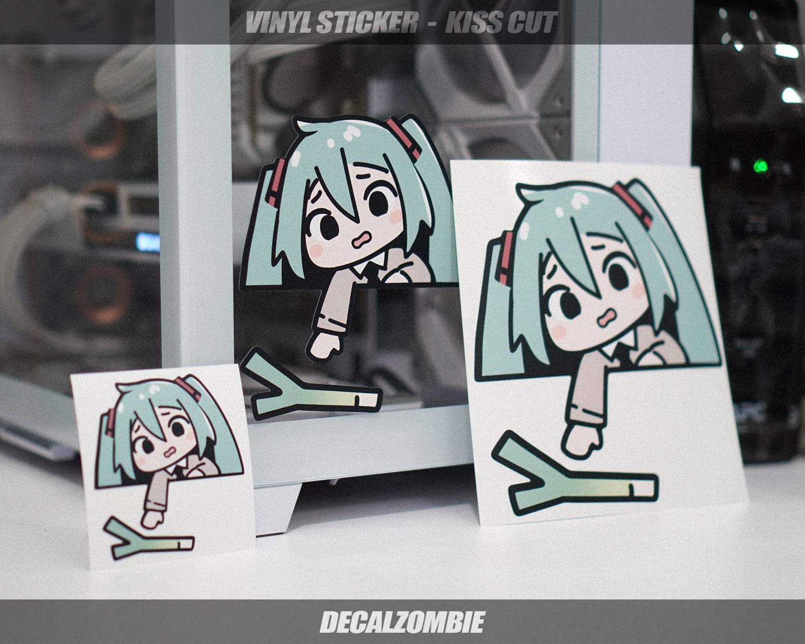 Miku Sorry Sticker Miku Drops Her Leek !! :( - Vinyl Sticker | Vocaloid Miku Anime Peeker ...