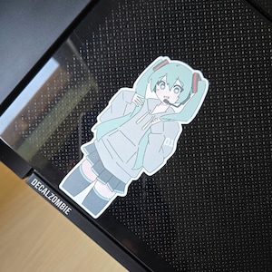 Cute Casual Miku ! - Vocaloid Miku Peeker Sticker | Anime Sticker, Anime Decals, Cute Miku Sticker