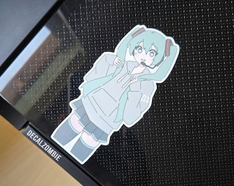 Cute Casual Miku ! - Vocaloid Miku Peeker Sticker | Anime Sticker, Anime Decals, Cute Miku Sticker