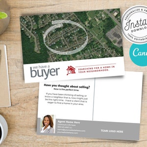 Buyer for your Neighborhood Real Estate Postcard, Farming Postcard, Realtor Postcards, Real Estate Marketing, Edit, Canva, Download