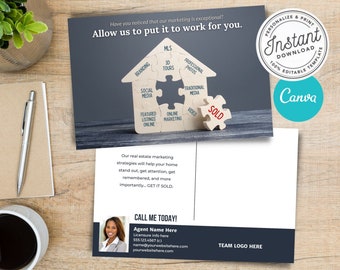 Real Estate Marketing Postcard: Realtor Strategy, Editable Canva Template (Digital Download)