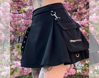 Goth Mini Skirt Forward Fashion Alternative New Wave Rave Festival Clothing Outfit