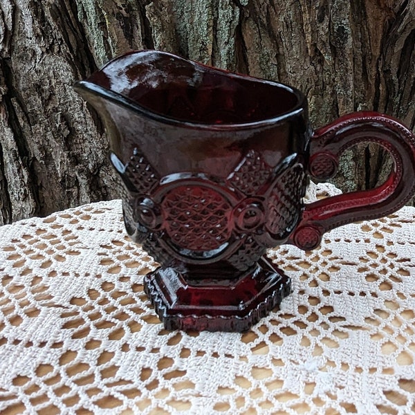 Avon Cape Cod  Red glass cream pitcher Vintage 1970s Avon 1876 Cape Cod Collection  vintage red glass Vintage  Vintage Gift