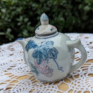 Vintage miniature teapot tiny teapot mini tea pot small teapot small blue teapot collectible