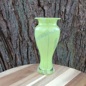 Chartreuse Green Art glass Vase lime green vase Hand-Blown glass vase Flower vase vintage Gift for her Birthday Gift for mom