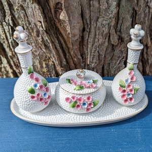 Vintage perfume bottle set Boudoir Vanity set dressing table set Vintage Birthday gift for her Victorian gift for her