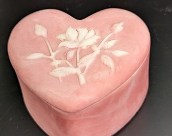 pink trinket box Incolay Soapstone trinket box heart shape trinket dish ring box small soapstone with lid gift for girlfriend Birthday gift