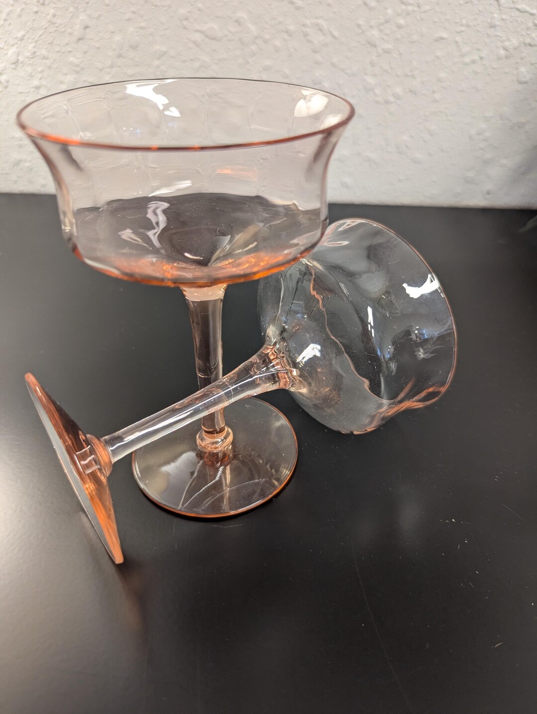 Depression Glass Champagne Coupe Wine Glass Barware Vintage Pink ...