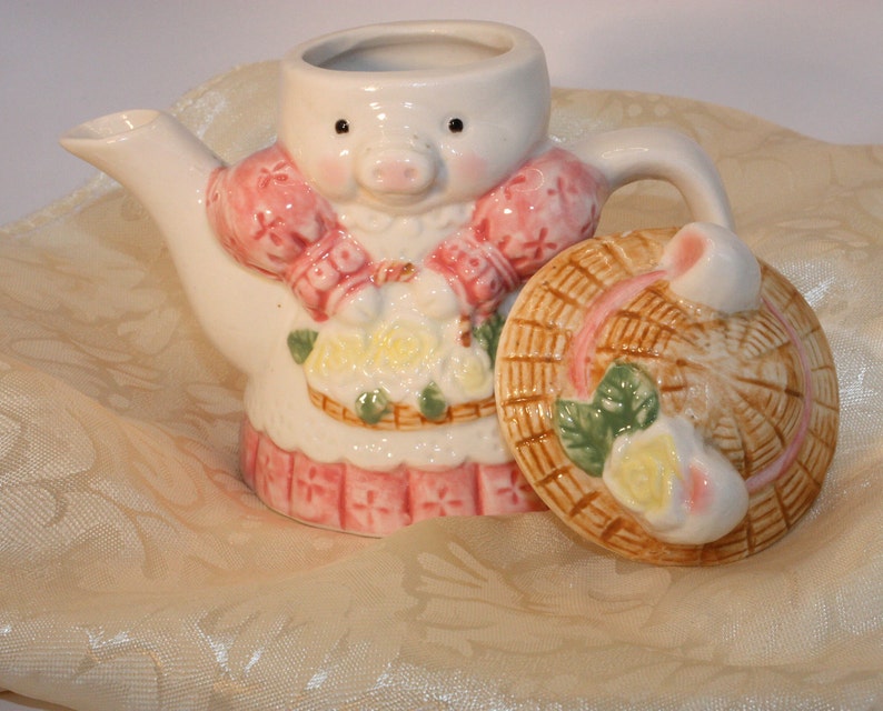 Vintage Teapot Pig Teapot Pig Figurine Cottage Core Teapot Etsy