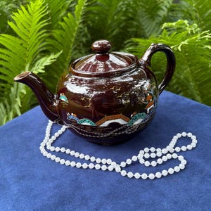 Vintage Brown Betty Teapot made in Japan Moriage