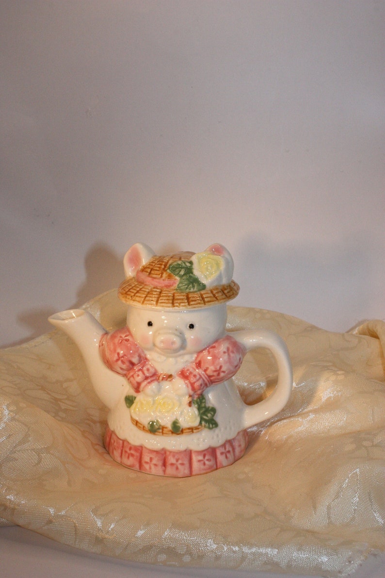 Vintage Teapot Pig Teapot Pig Figurine Cottage Core Teapot Etsy