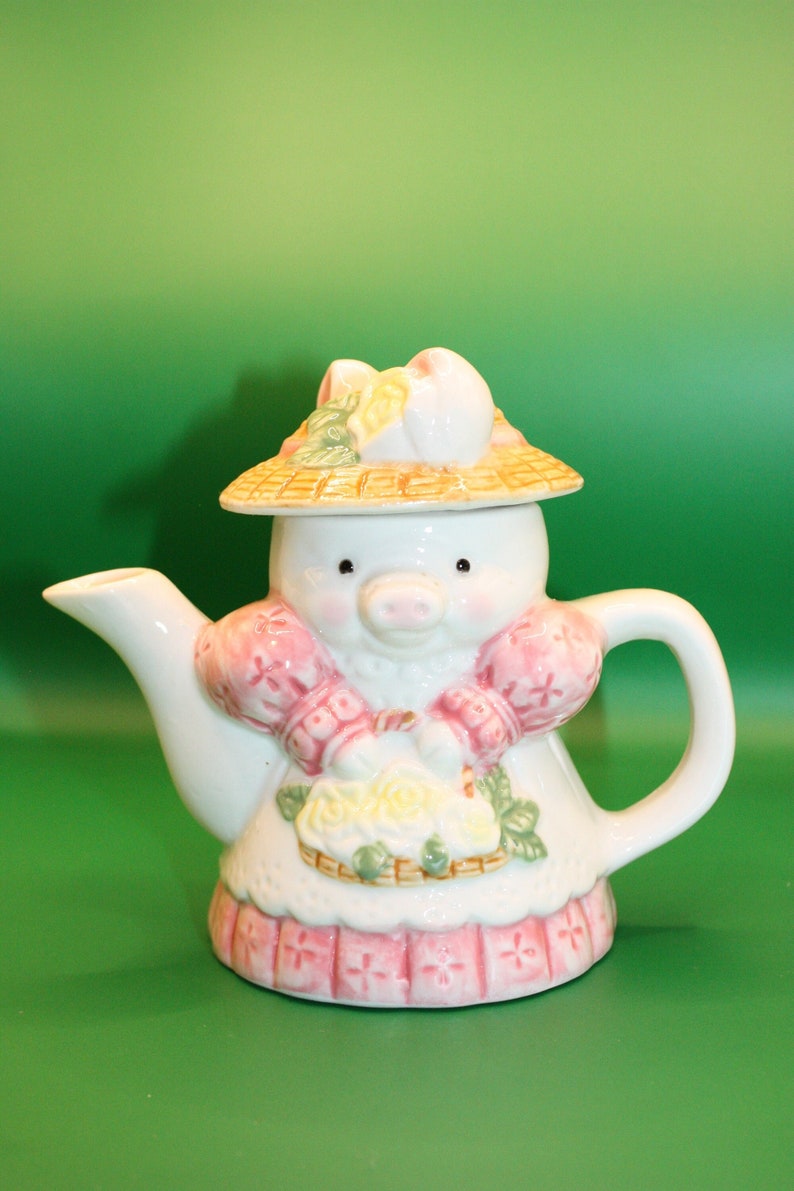 Vintage Teapot Pig Teapot Pig Figurine Cottage Core Teapot Etsy