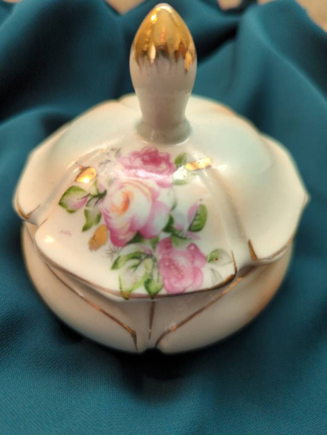 Vintage Powder Jar Mid Century Porcelain Trinket Dish Trinket Etsy