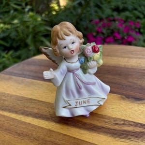 Lefton Angel June Birthday Angel 1950's figurine June Angel mid century angel figurine birthday June birthday gift for her