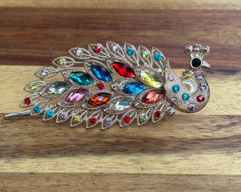 Vintage Deadstock Jeweled Gold Metal Green Aurora Borealis  display picture 2