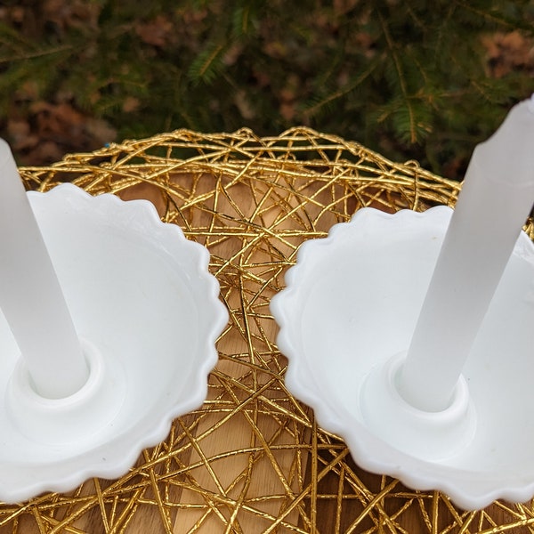 Vintage white milk glass candle holder Milk Glass  1950's glass, vintage white candlestick holders