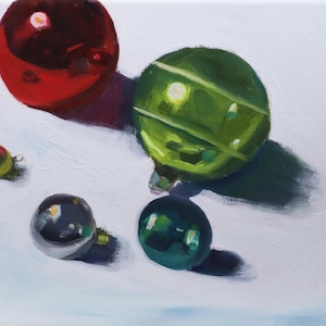 Christmas Ornament Oil Painting: &quot;Christmas Cheer&quot; Original Artwork