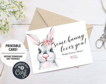 Easter Editable Printable Card | Personalized Greeting Card | 5x7 inch | Instant Download | Easter Bunny