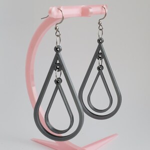 Double Tear Drop Handmade 3D Printed Earrings Hypoallergenic Stainless Steel Ear Wire Lightweight and Cute Annamary Jewelry