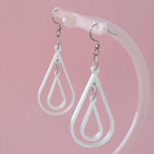 Double Tear Drop Small Handmade 3D Printed Earrings Hypoallergenic Stainless Steel Ear Wire Lightweight and Cute Annamary Jewelry