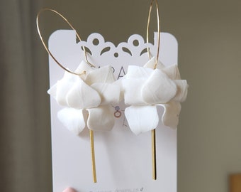 Boucles d'oreilles Lotus blanc pur (faites sur commande)