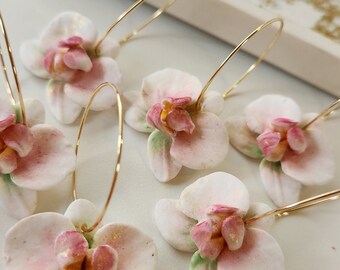 Boucles d'oreilles orchidées faites main