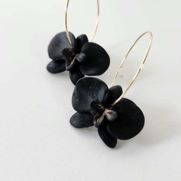 Black orchid earrings