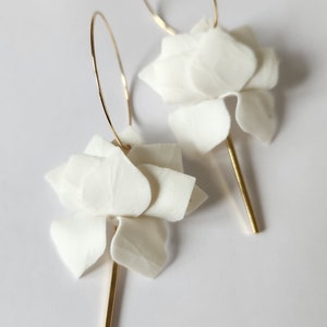 Boucles d'oreilles Lotus blanc pur faites sur commande image 6