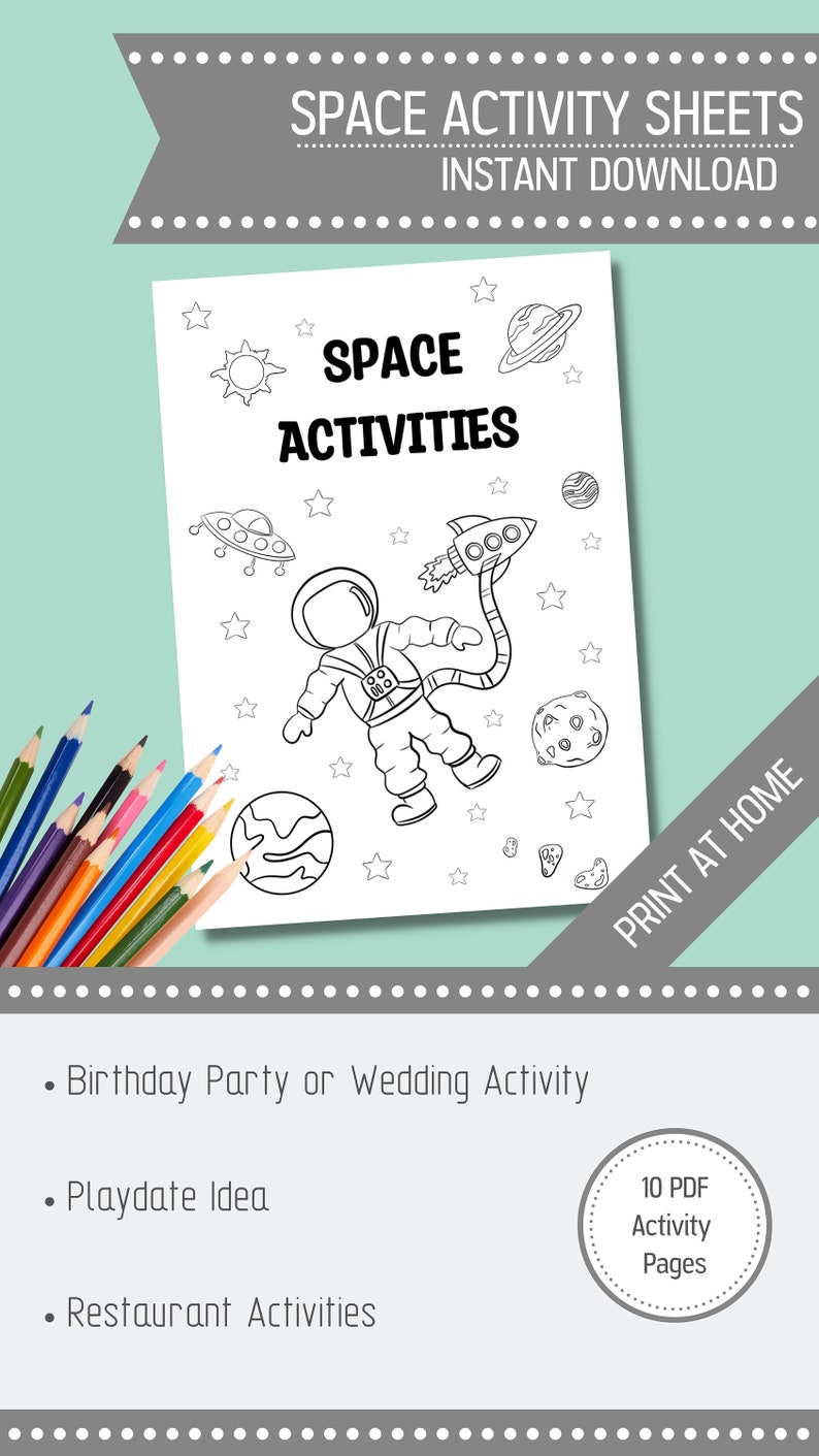 Kids Space Activity Sheets Printable Space Activities for - Etsy