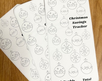 Printable Black and White Festive Christmas Savings Tracker for A6 Binder - Fits into your Cash Stuffing Binder Envelopes. Digital Download.