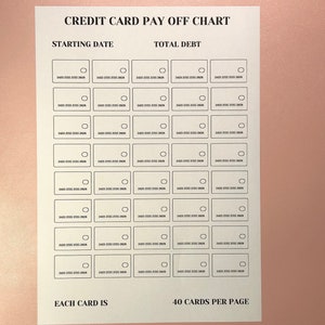 Afdrukbare creditcardbetalingstabel voor het afbetalen van creditcardschulden - zwart-wit