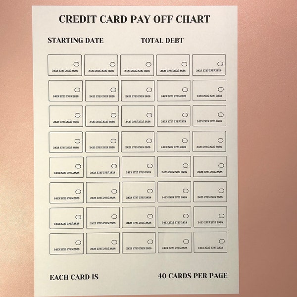 Printable Credit Card Pay Off Chart to Pay Off Credit Card Debt - Black and White