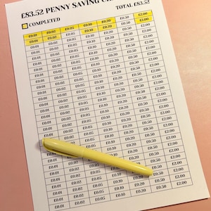 Printable 83.52 Penny Ersparnisse Tracker in Höhe von 83.52 Pfund - Schwarz und Weiß - Instant Download
