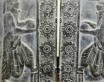 Persepolis Gate Statues for Cultural Home Display | Hand Painted Persian Art for Book Case or Collector Shelf
