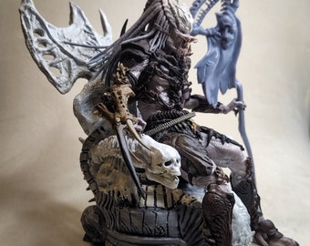 Predator Collector Bone Throne | Custom Diorama Sculpture for NECA Action Figure | Clan Leader Yautja Element | Fan Art | Glows in the Dark