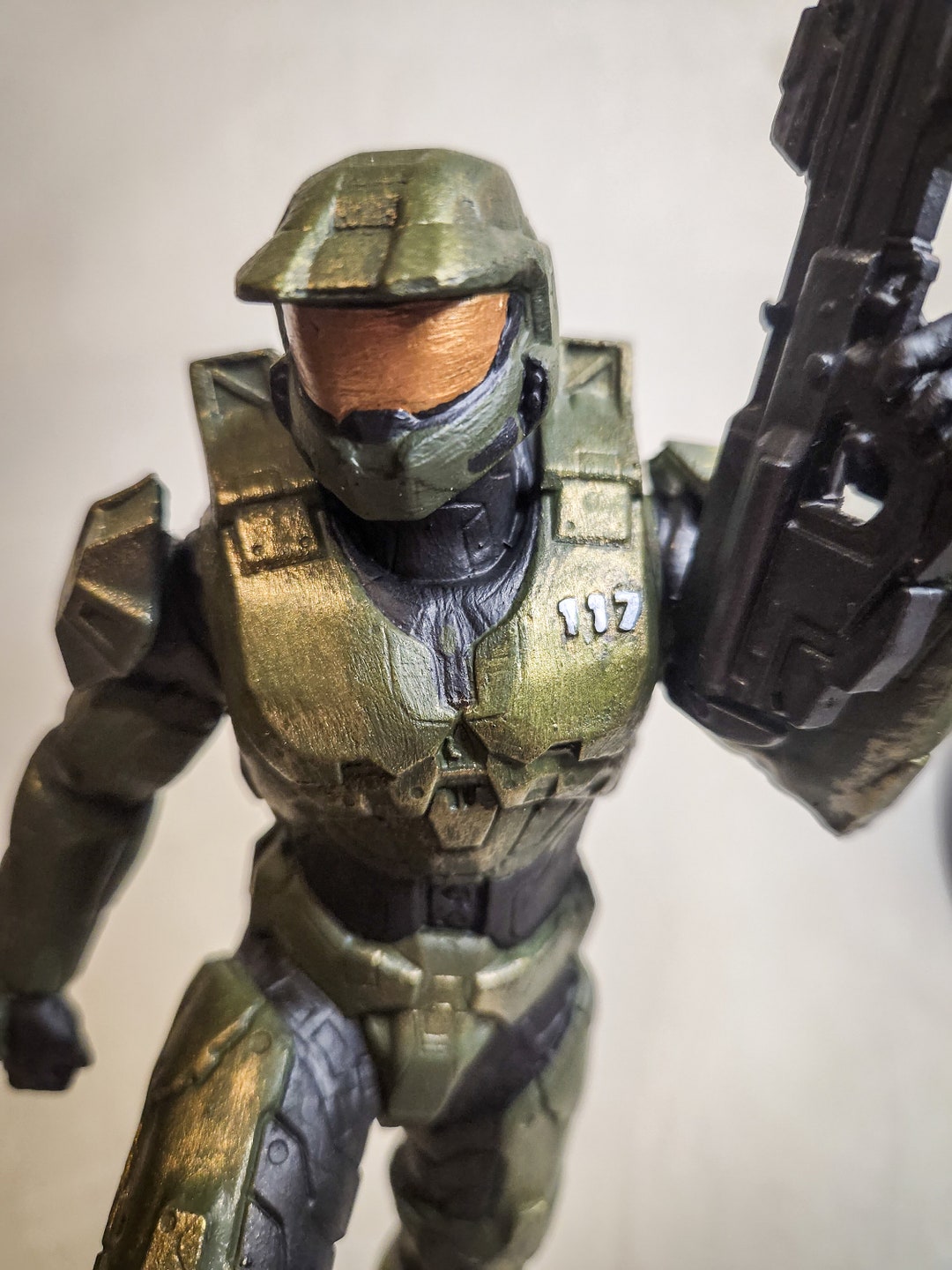 Master Chief 117 Spartan II Aka John From HALO Video Game Series 3D Sculpture Handpainted