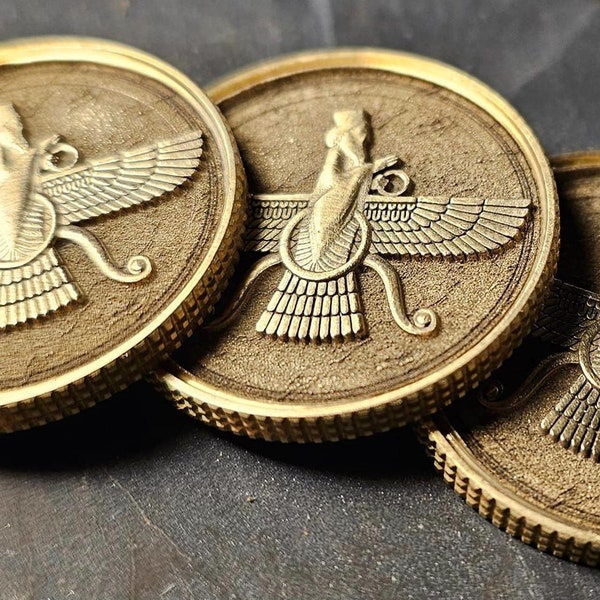 Pre Persian Currency | Precious Faravar Brass Coin | Zoroastrian Symbol Engraved Solid Metal | Haft Sin Norooz | Iranian Culture Money