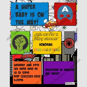 Super Hero Theme Baby Shower Invitation/Here baby shower invitation/Marvel Theme baby shower/Avengers Baby Shower Digital Invitation