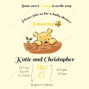 Classic Winnie The Pooh Baby Shower Digital Invitation/Winnie The Pooh Baby Shower Digital Invitation