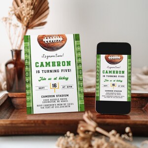 Football Birthday Invitation - Boy Birthday Invitation - It&#39;s Game Time - Sports Invitation Template - Digital Instant Download FBP 10005
