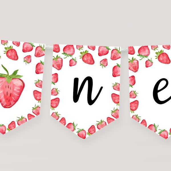 Strawberry High Chair Banner Berry First Birthday - Strawberry Birthday Theme - Digital Instant Download BBP 800