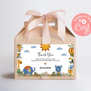 Editable Jungle Safari Birthday Favor Gable Box Template - Boho Safari Animal Party - Digital Instant Download SB1 6001