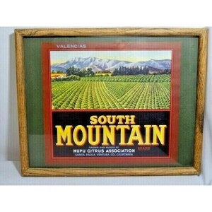 South Mountain Brand Mupu Citrus Association Valencias Framed Crate Box Label