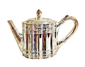 Salero y tetera Godinger chapados en plata, 2 x 3,25 x 1,25 pulgadas, regalo vintage.
