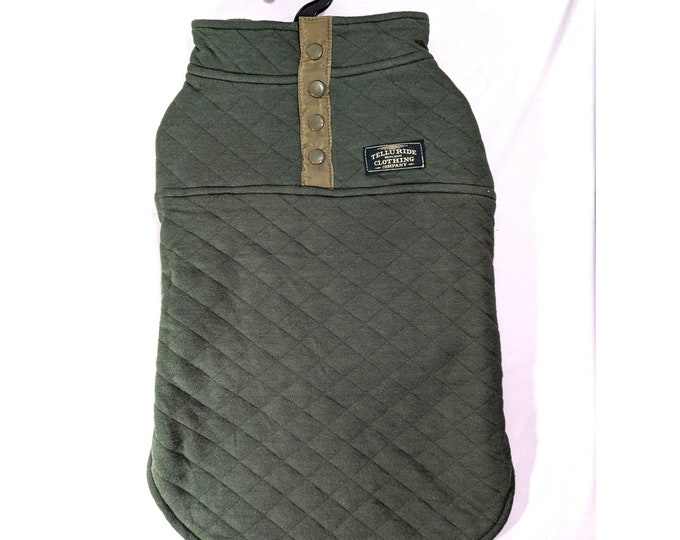 Telluride Clothing Company Dog Jacket Size Medium Green Khaki Cotton