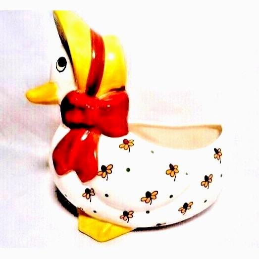Josef Originals Korea Mother Goose Duck Planter Bowl Scrubby Holder Vintage 70s